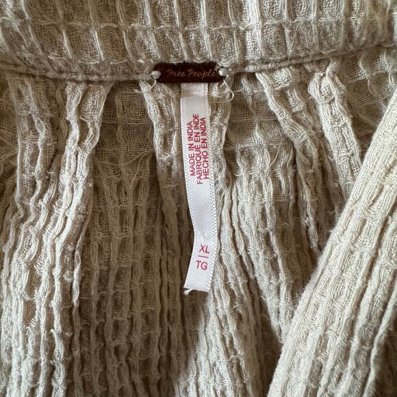 free people | cream off the grid waffle knit women's jumpsuit sz XL - Picture 11 of 11